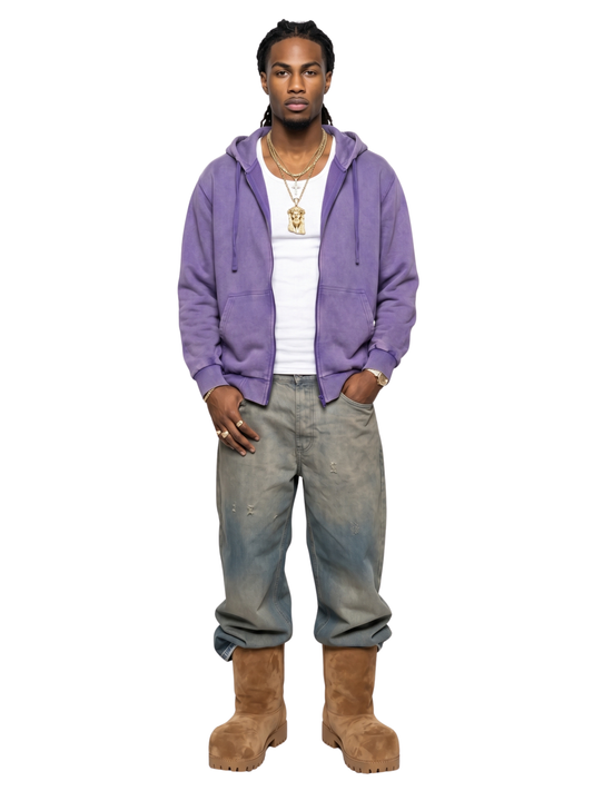 Purple "Reborn" Embellished Hoodie