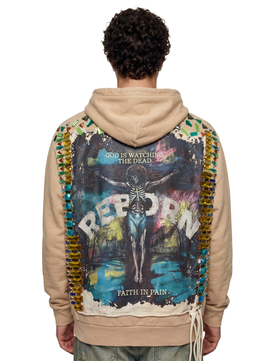 Sand "Reborn" Embellished Hoodie