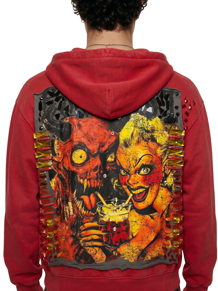 Red "Exorcist" Embellished Hoodie